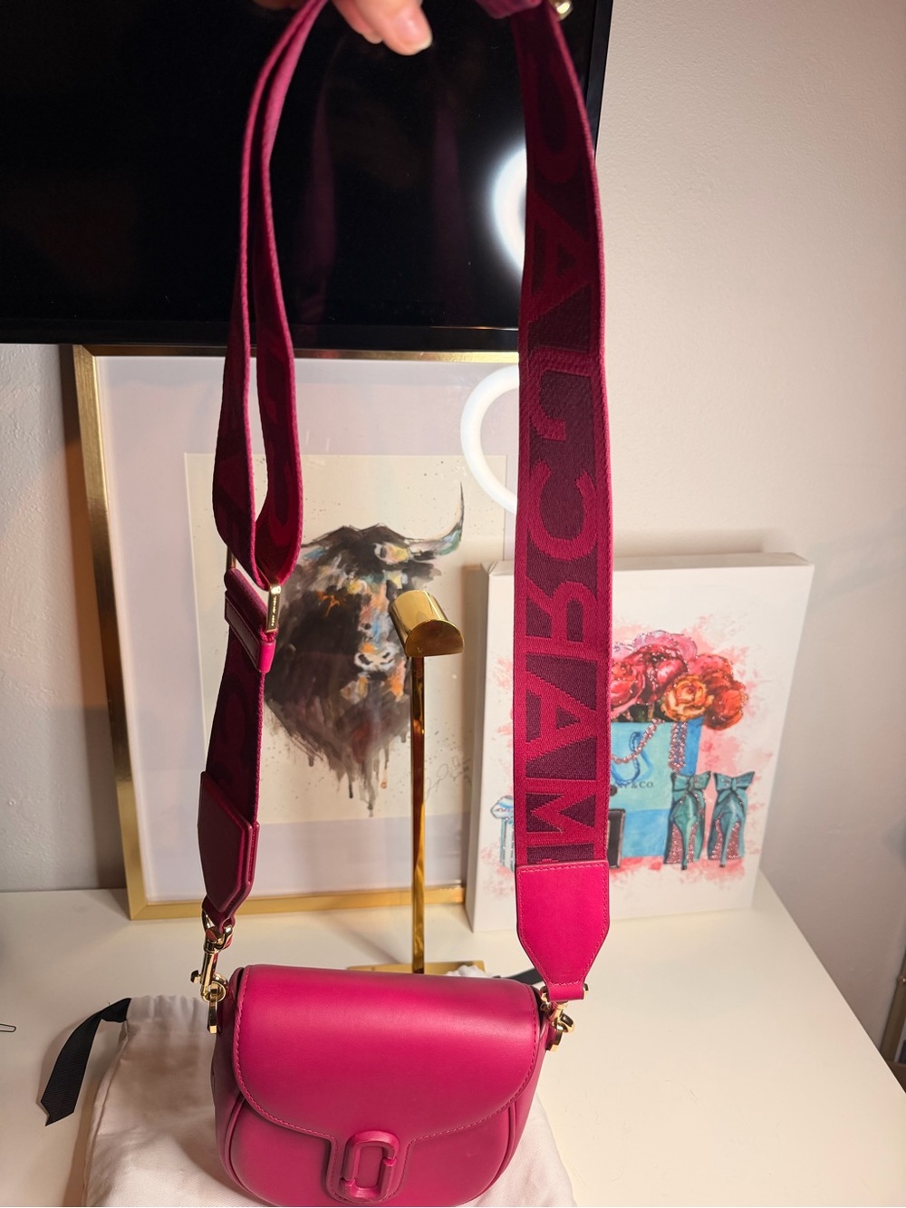 Marc Jacobs Bright Pink Compact Crossbody with Branded Strap - Picture 2 of 8